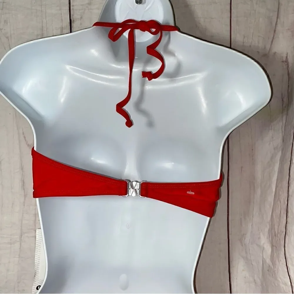 NEW! BOOHOO KOS DEEP PLUNGE SWIMSUIT RED SIZE 6